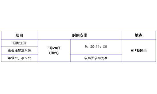 入学报到及相关事宜时间安排