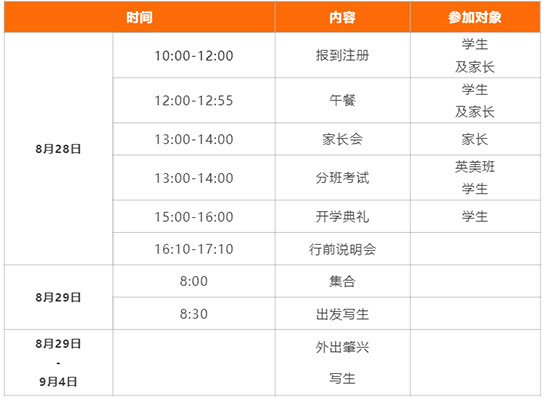 入学报到相关事宜时间安排